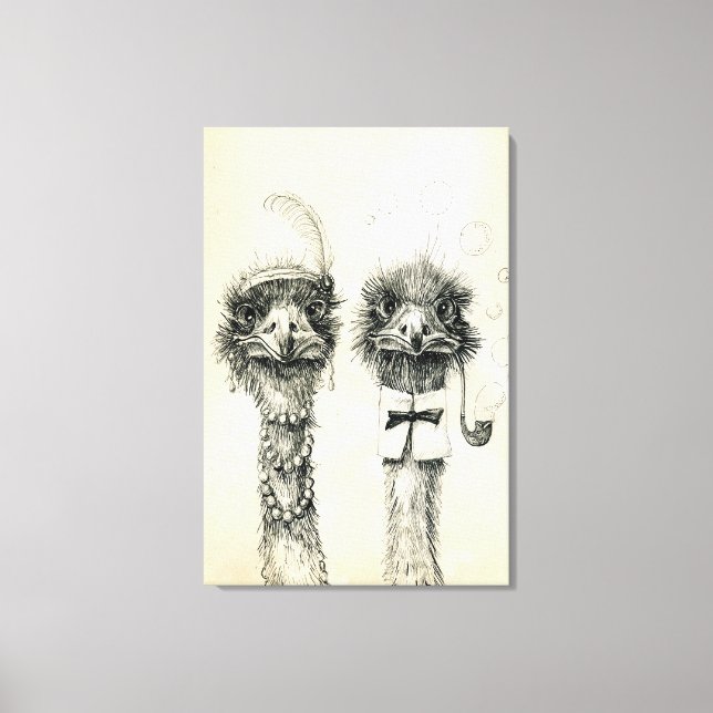 Herr und Frau Ostrich Leinwanddruck (Vorderseite)