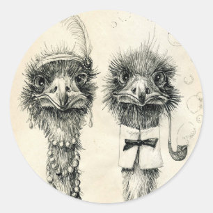 Herr und Frau Ostrich Runder Aufkleber
