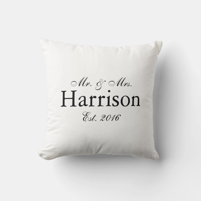 Herr und Frau Personalized Wedding Pillow Kissen (Vorderseite)