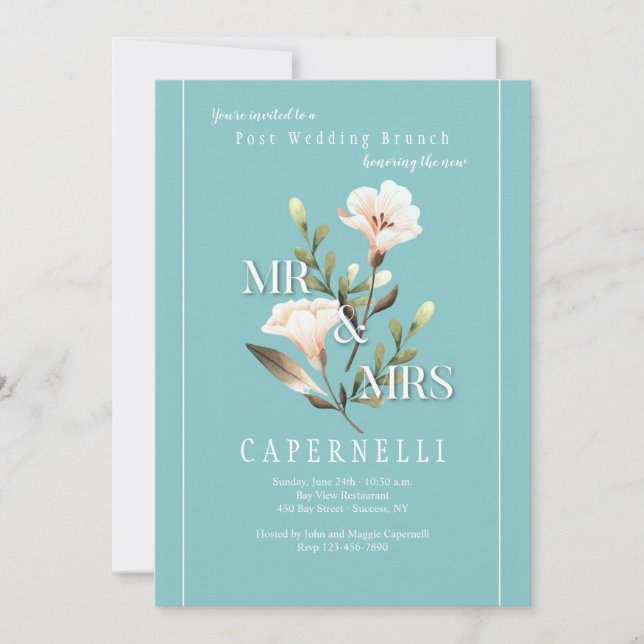 Herr und Frau Post Wedding Brunch Einladung (Vorderseite)