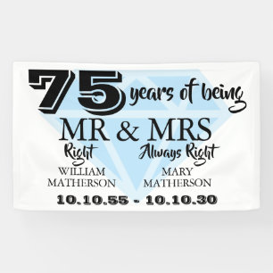 Herr und Frau Recht Spaß Diamantene Hochzeit 75. H Banner