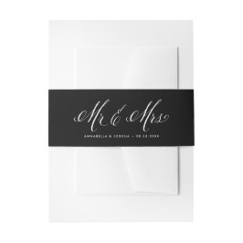 Herr und Frau Rustic Calligraphy Black Wedding Einladungsbanderole