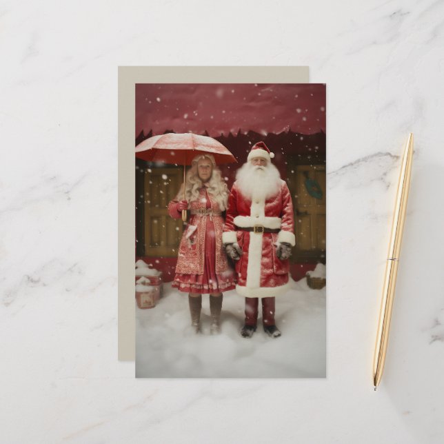 Herr und Frau Santa Claus Briefpapier (Vorderseite/Rückseite Beispiel)