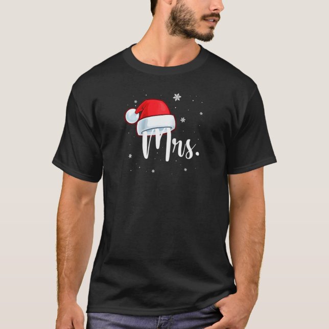 Herr und Frau Santa Claus Pajamas Matching Couples T-Shirt (Vorderseite)