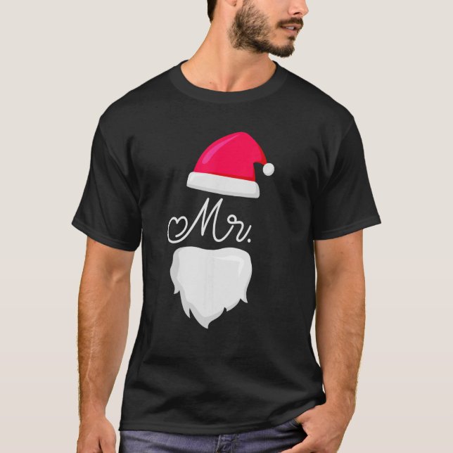 Herr und Frau Santa Claus Pajamas Paare Matching C T-Shirt (Vorderseite)
