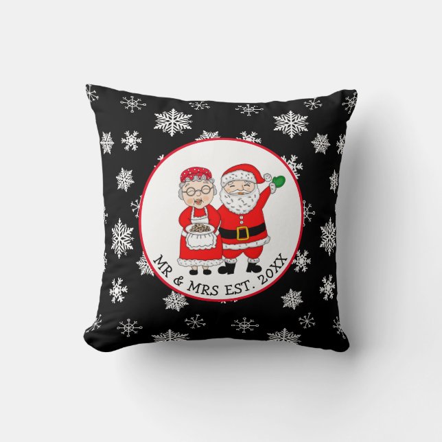 Herr und Frau Santa Claus Personalisiert Kissen (Vorderseite)