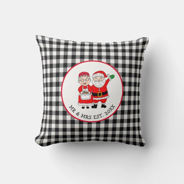 Herr und Frau Santa Claus Personalisiert Throw Kis Kissen (Vorderseite)