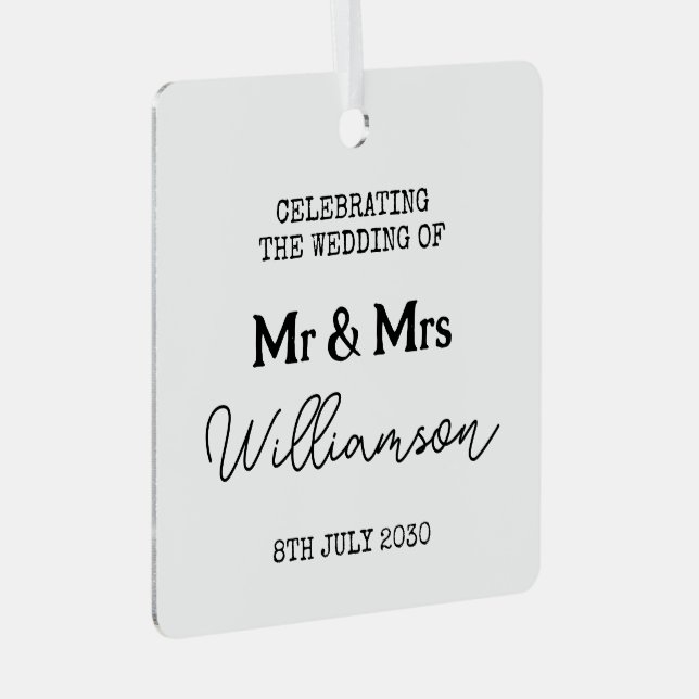 Herr und Frau Schwarz-Weiß-Name Ornament Aus Metall (Vorderseite Rechts)