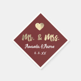 Herr und Frau Schwarz-weiß Names Heart Maroon Serviette