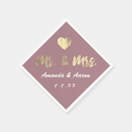 Herr und Frau Schwarz-weiß Names Heart Mauve Serviette