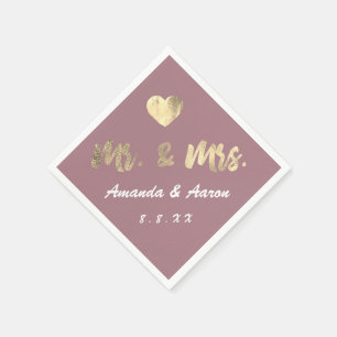 Herr und Frau Schwarz-weiß Names Heart Mauve Serviette