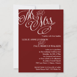 Herr und Frau Scroll Wedding Invitation Burgunder Einladung