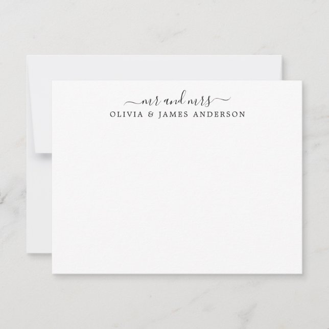 Herr und Frau Stylish Script Calligraphy Newlyweds Mitteilungskarte (Vorderseite)