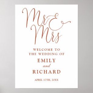 Herr und Frau Terracotta Hochzeit Willkommensschil Poster