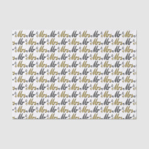 Herr und Frau Tuxedo Gold Sparkle Wedding Seidenpapier