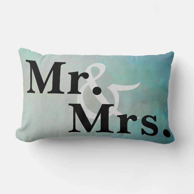 Herr und Frau Typografy pillow aquamarin blue ombr Lendenkissen (Vorderseite)
