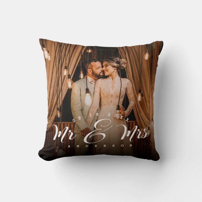 Herr und Frau Wedding Foto Keepake Kissen (Vorderseite)