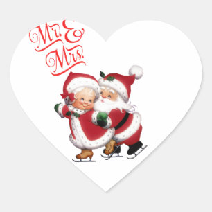 Herr und Frau Weihnachtsmann Herz-Aufkleber