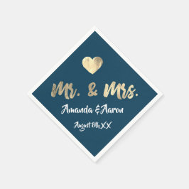 Herr und Frau White Heart Blue Champaigne Gold Serviette