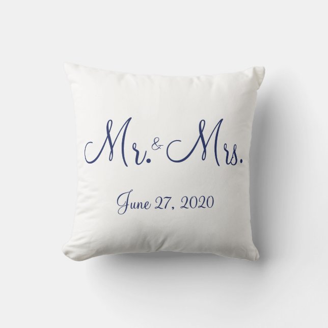 Herr und Frau White Nautical Wedding Pillows Kissen (Vorderseite)