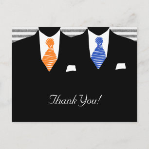 Herr und Herr Anzug und Krawatte (blau / orange) V Postkarte