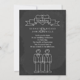 Herr und Herr Doodle Chalkboard Gay Wedding Einladung