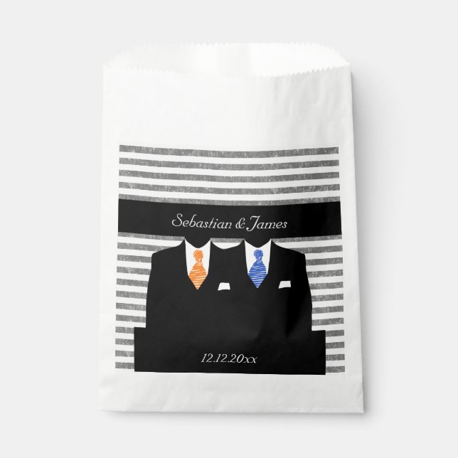 Herr und Herr Gay Wedding Personalisiert Orange Bl Geschenktütchen (Vorderseite)