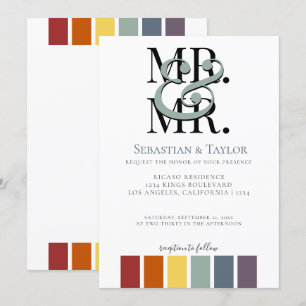 Herr und Herr Rainbow Gay Elegant Wedding Ankündigung