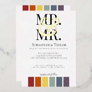 Herr und Herr Rainbow Gay Elegant Wedding Folieneinladung