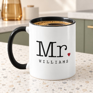 Herr Vintage Schwarzes Personalisiertes Hochzeitsm Tasse