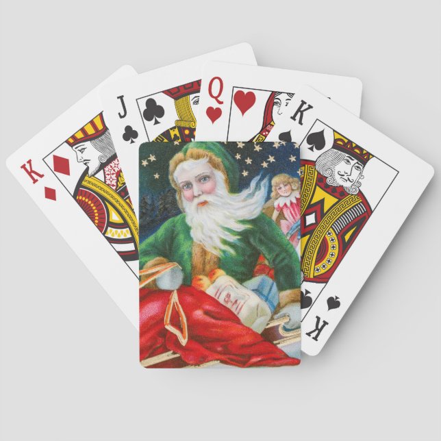 Herr Weihnachten | Vintager Weihnachtsmann Spielkarten (Rückseite)