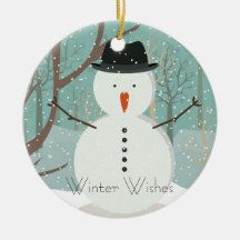 Herr Winter wünscht Snowman Ornament Round