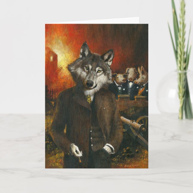 Herr Wolf und die drei Schweine-Grüße-Karte Karte (Vorderseite)