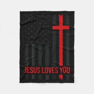 Herren Amerikanische Flagge Jesus liebt dich Chris Fleecedecke