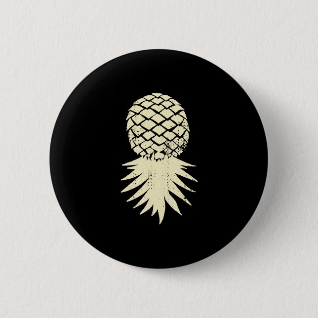 Herren auf dem Kopf stehende Ananas subtile Ferien Button (Vorderseite)