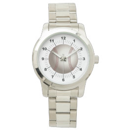 Herren Baseball Oversized Silver Bracelet Watch Armbanduhr