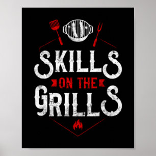 Herren BBQ-Raucherfähigkeiten auf dem Grill-Abzeic Poster