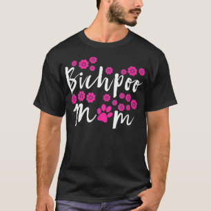 Herren Bichpoo Mom Pink Blumen Design mit rosa Pfo T-Shirt