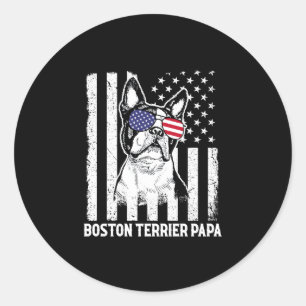 Herren Boston Terrier Papa cooler Hundeliebhaber U Runder Aufkleber