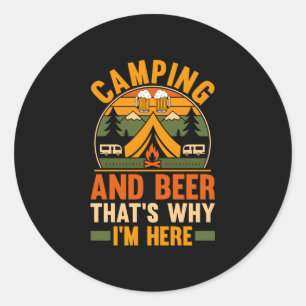 Herren Camping Bier Camp Leben Wald Camper Runder Aufkleber