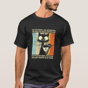 Herren Damen Schwarze Katze Kaffee Vintage Hallowe T-Shirt