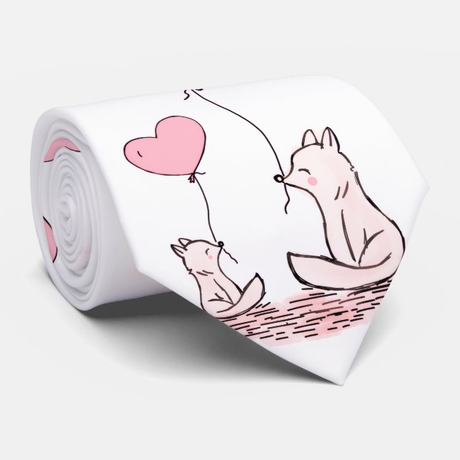 Herren Designer Krawatten Katze rosa Herzen (Gerollt)