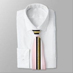 Herren Designer Krawatten Rosa & Weiß Gold Schwarz