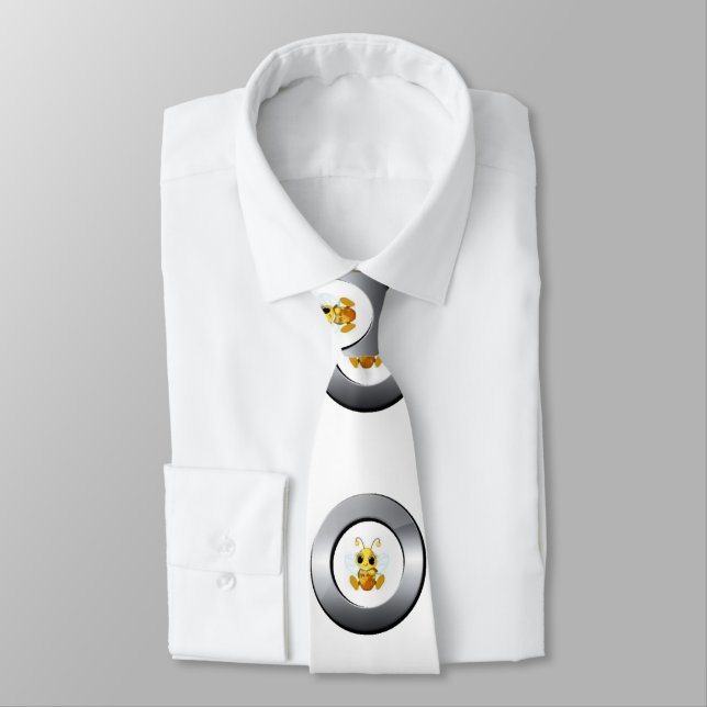 Herren Designer Silber Honigbiene Hummel Krawatte (Gebunden)
