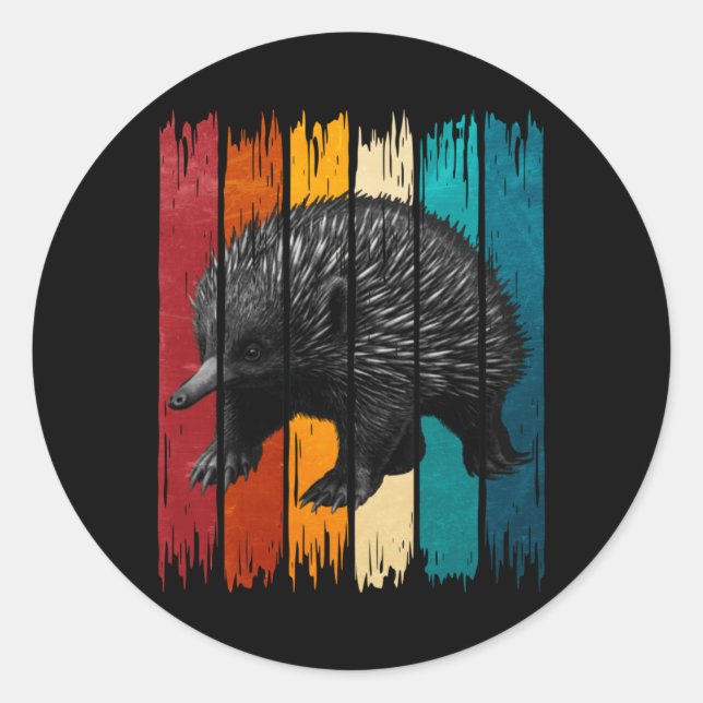 Herren Echidna Retro Performance Runder Aufkleber (Vorderseite)