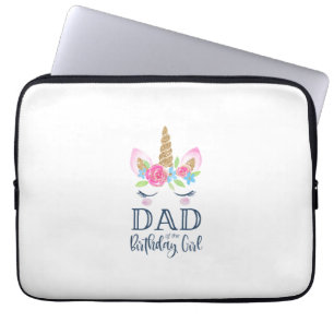 Herren Einhorn Dad of the Birthday Girl passendes Laptopschutzhülle