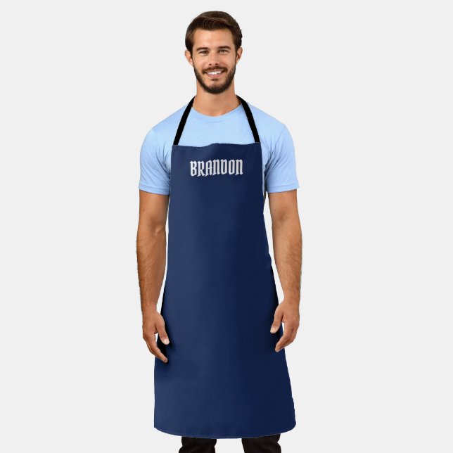 Herren Elegant Navy Blauer Name Modern Einfach Schürze (Getragen)