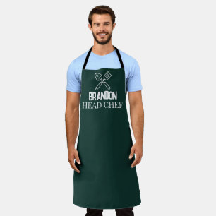 Herren-eleganter grüner Koch Name Moderne Einfache Schürze