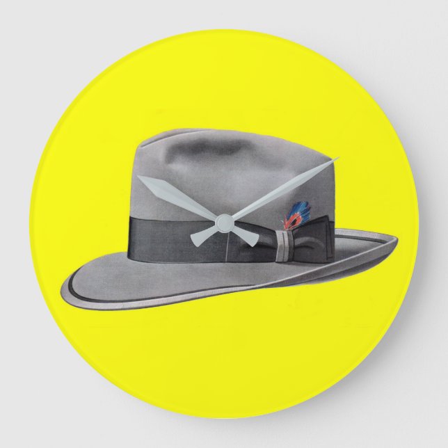 Herren Fedora aus den 1950er Jahren druckt Große Wanduhr (Vorderseite)