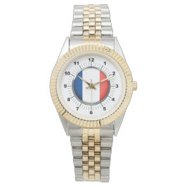 Herren-Frankreich-Flagge Zwei-Tonen-Armband-Uhr Armbanduhr
